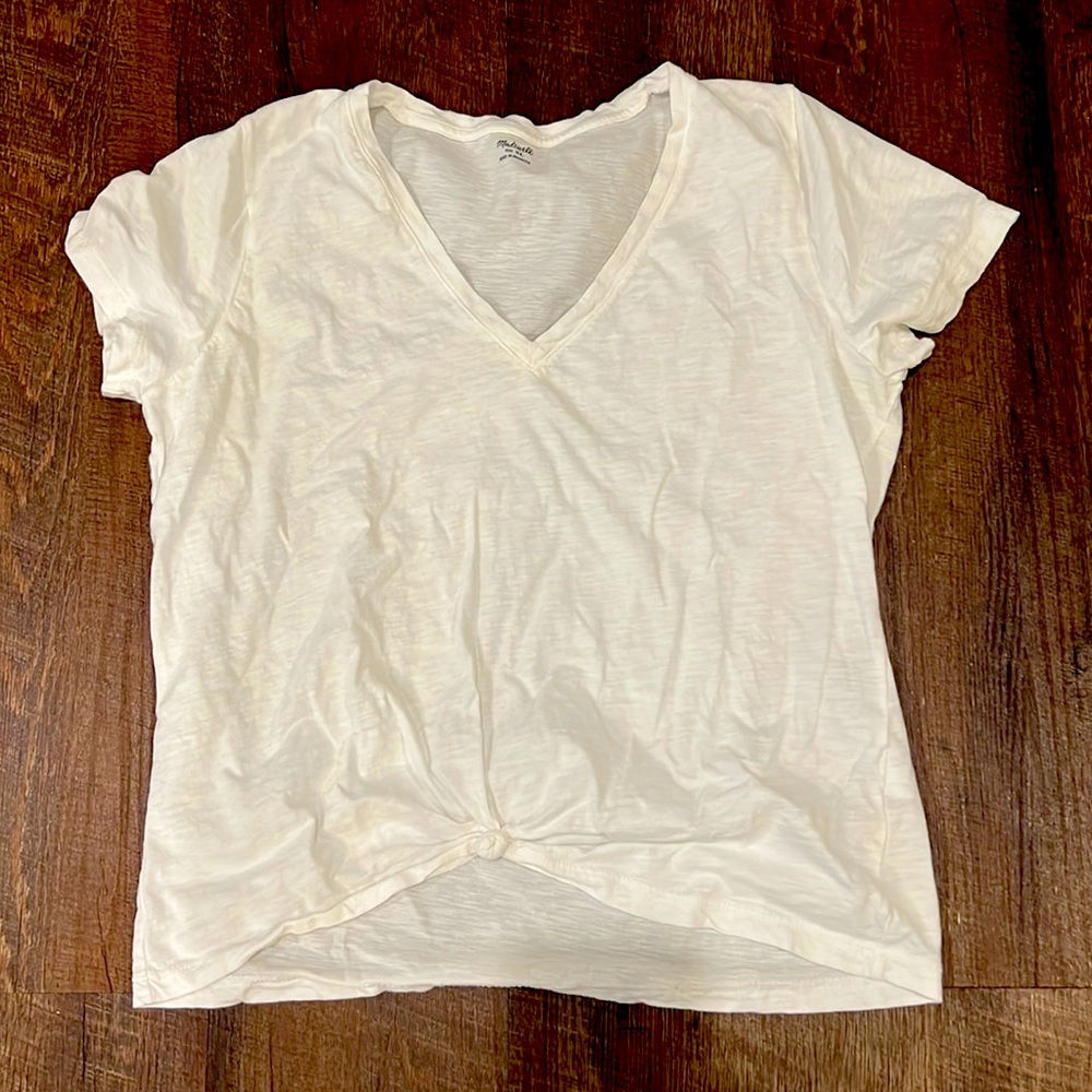 Madewell xtra large cotton v-neck tee with knot